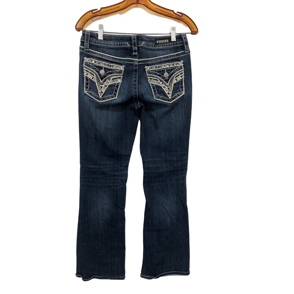 Vigoss Jeans Womens Size 3/4 L31 Dallas Boot Cut Heritage Fit Blue Denim Pant